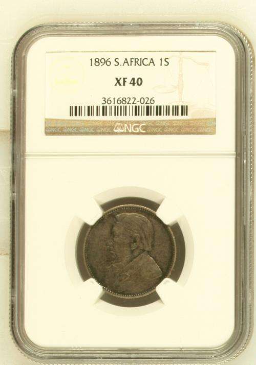 " Key Date " Z.A.R. 1896 One Shilling - NGC Graded XF40 - R1 Start.